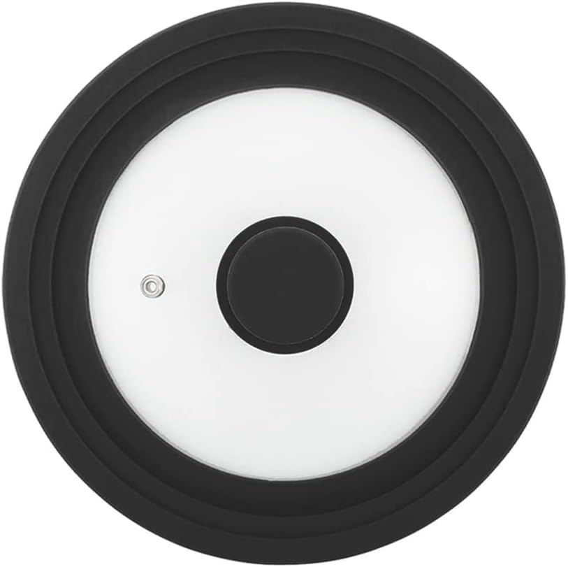 Universal Lid for Pot,Pan,Skillet Fits 6.5",7",8" Cookware Silicon lid Dishwasher Safe, Replacement Lid Vented Tempered Glass with Heat Resistant Silicone Rim By HR Huare Technology, Black,1 Pack
