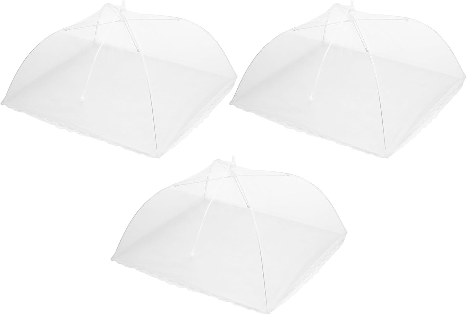 uxcell 3 Pcs Large and Tall Food Covers 17" Mesh Food Covers for Outdoors Collapsible Food Protector Covers Tent for Parties Outdoor Picnics BBQs, White