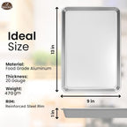Baking Sheet Pan 9x13 Non Toxic Baking sheets for Oven in Rust Free Best cookie sheets for baking, Warp Resistant, Food Grade Aluminum, Versatile, Easy Cleanup - Quarter Sheet Pan Pack Of 2