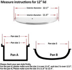 12 inch Tempered Glass Lid for Pots, Frying Pans and Skillets, Replacement Cover with Stainless Steel Knob Handle, Dishwasher Safe