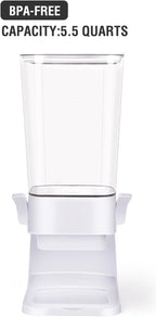 Cereal Dispenser Countertop 2pcs,5.5L Cereal Containers Storage Dispenser for Pantry,Dry Food Storage Rice Containers,Candy Dispenser,Snack Organizer Machine for Grains, Nuts,Oatmeal, Pet Food White