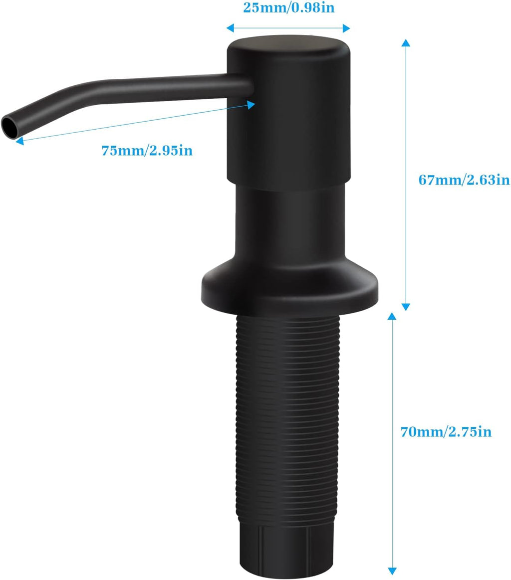 Soap Dispenser for Kitchen Sink and Extension Tube Kit, Stainless Steel Countertop SoapDispenser with 47 Inches Tube Connects Directly to Soap Bottle, Hand and Dish Soap Dispenser Pump （Black）