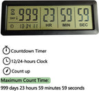 FCXJTU Digital Countdown Days Timer - Black Upgraded Big 999 Days Count Down Clock with Bracket Strong Magnetic Back for Retirement Wedding Vacation Birthday Holidays (999Day)