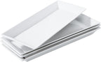Rectangular Ceramic Serving Platters Set of 4, 14 inch Large Porcelain Serving Plates, White Appetizer Trays, Dishwasher Safe Plates for Steak, Charcuterie, Thanksgiving Turkey, Desserts
