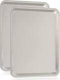 Commercial Quality Baking Sheet Pan Set, Natural Aluminum Cookie Sheet, Umite Chef Encapsulated Galvanized Steel Rim Warp Resistant Baker's Quarter Sheet Pan, Cookie Tray Pans for Baking, Roasting