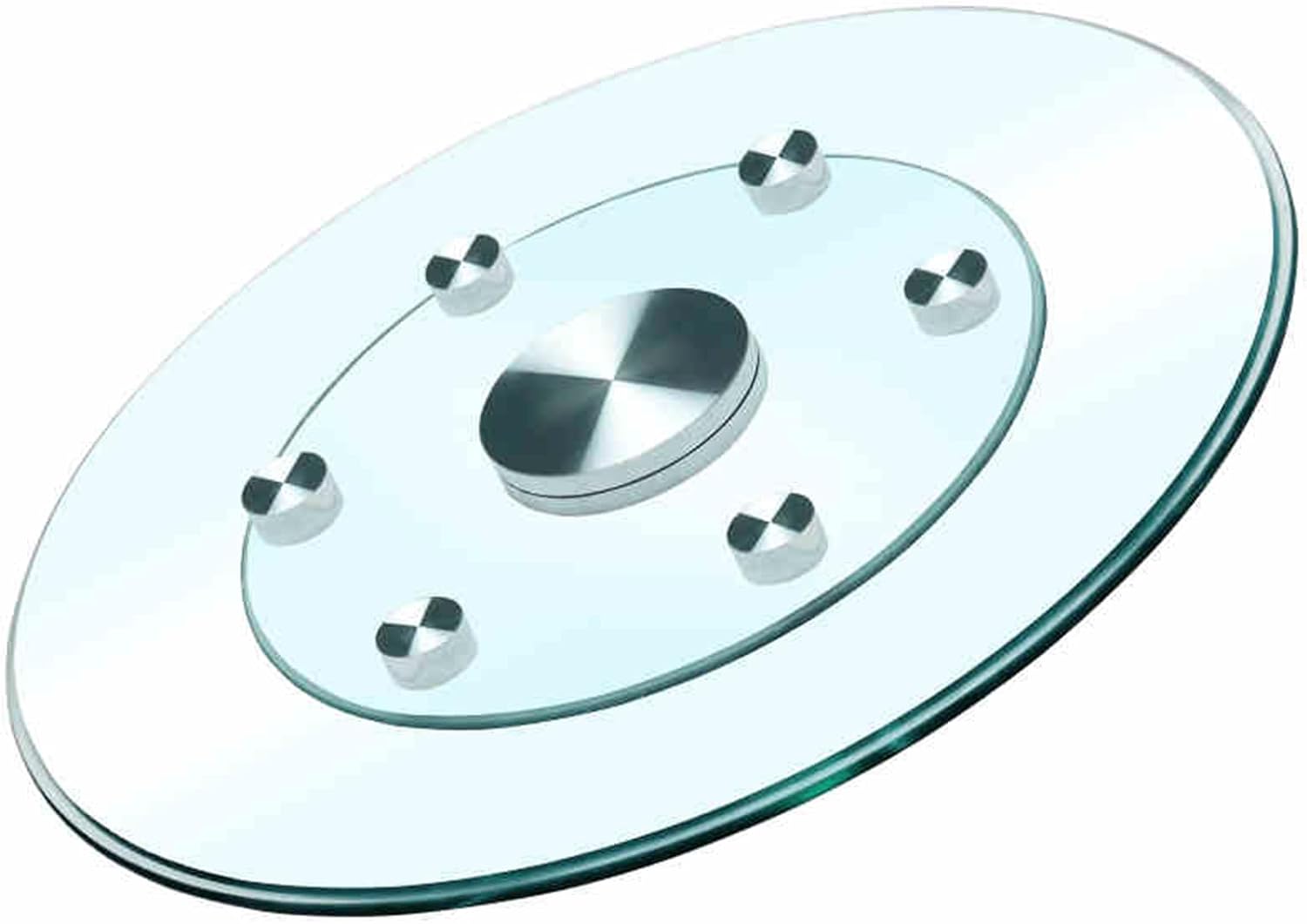 31" Large Lazy Susan Glass Turntable for Dining Table, Kitchen Round Clear Tabletop Rotating Tray with Swivel Assist System, Spin Table Centerpiece for Party, Wedding