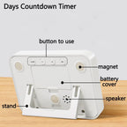Digital Countdown Days Timer Clock- 9999 Days Count Down Timer with Stand Strong Magnetic Back for Retirement Wedding Vacation Birthday Exam Lab Kitchen Cooking