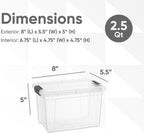 Superio Storage Bins with Lids- 2 Pack, 2.5 Qt Clear Boxes for Organizing, Stackable Plastic Containers- BPA Free, Non-Toxic, Odor Free, Organizer for Home, Office, Dorm