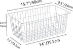 Slideep Farmhouse Metal Wire Basket, Fridge Freezer Storage Organizer Bins with Handles for Kitchen Cabinets, Pantry, Closets, Bedrooms, Bathrooms, White 3 Pack