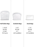 Reusable Silicone Storage Bags, 4Pack Snack Sandwich Half Gallon Bags, Endurables Seal-Top Silicone Bags for Food Storage, Freezer, Microwave, Oven, Dishwasher Safe, Heavy Duty