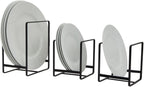Juvale 3-Piece Kitchen Cabinet Organizer Shelf - Black Iron, 2 Sizes for 8" & 10" Plates - Cutting Board Organizer, Pot Lid & Paper Plate Holder
