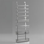 Moforoco Grey Over The Door Pantry Organizer, Pantry Door Organizer Shelves, Kitchen Organizers and Storage, Hanging Basket Wall Spice Rack Seasoning Shelves, Laundry Room Bathroom accessories
