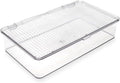 Isaac Jacobs Small Stackable Organizer Bin (10.75” x 6.5” x 2.4”) w Hinged Lid Clear Storage Box Home Office School Fridge Bathroom Kitchen Pantry Container BPAFree Food Safe (Small Clear)