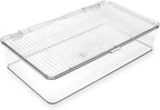 Isaac Jacobs Small Stackable Organizer Bin (10.75” x 6.5” x 2.4”) w Hinged Lid Clear Storage Box Home Office School Fridge Bathroom Kitchen Pantry Container BPAFree Food Safe (Small Clear)