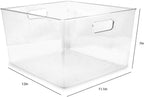 Isaac Jacobs 3-Pack XL Clear Storage Bins with Handles, Plastic Organizer for Office, Home, Kitchen, Pantry, Closet, Kids Room, Cube Shelf, Non-Slip Container Set (3-Pack, Extra-Large)