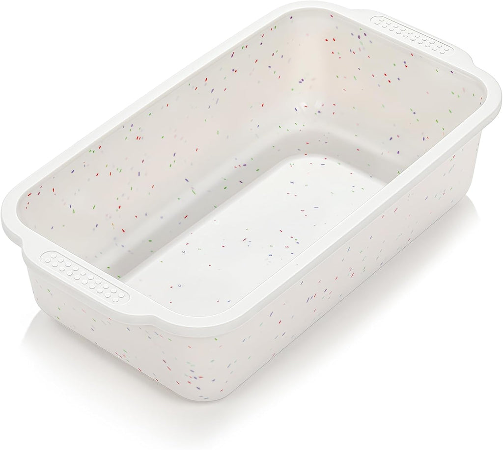 SJ Silicone Bread Loaf Pan with Metal Reinforced Frame, 9.5 x 5 in Non-stick Silicone 1 lb Loaf Pan for Baking, 1 Pack Durable Bread Pan for Oven Dishwasher Safe - Cream