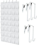 GORILLA GRIP Over the Door Shoe Organizer, 35 Large Breathable Mesh Pockets, Space Saving Hanging Storage Holder, 5 Hook Closet Rack Hanger, Hangs on Closets for Shoes, Accessories 68.5H x 24.5W White