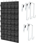 GORILLA GRIP Over the Door Shoe Organizer, 35 Large Breathable Mesh Pockets, Space Saving Hanging Storage Holder, 5 Hook Closet Rack Hanger, Hangs on Closets for Shoes, Accessories 68.5H x 24.5W Black