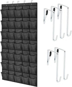 GORILLA GRIP Over the Door Shoe Organizer, 35 Large Breathable Mesh Pockets, Space Saving Hanging Storage Holder, 5 Hook Closet Rack Hanger, Hangs on Closets for Shoes, Accessories 68.5H x 24.5W Black
