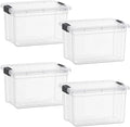 Superio Clear Storage Boxes with Lids, 49 Quart Plastic Container Bins for Organizing, Stackable Crates, BPA Free, Non Toxic, Odor Free, Organizers for Home, Office and Dorm, 4 Pack