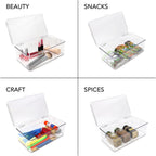 Isaac Jacobs Medium Stackable Organizer Bin (10.75”x6.5”x3.7”) w/ Hinged Lid, Clear Storage Box, Home, Office, School, Fridge, Bathroom, Kitchen, Pantry Container, BPA-Free, Food Safe (Medium, Clear)
