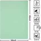 Silicone Mat Heat Resistant Mats for Countertop, Large Silicone Mats for Kitchen Counter Crafts Workbench Table, Size 48x24 inches Thick 2mm,Rolled Package,Light Green