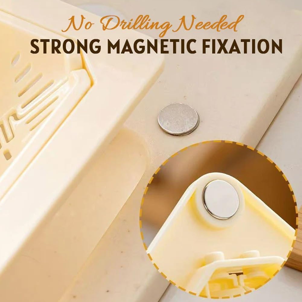 Magnetic Drainage & Filter Basket, Punch-Free Triangular Sink Strainer with Twist-Open Bottom, Strong Magnetic Fixation, Corner Kitchen Organizer for Washing Fruits & Vegetables(Color b)