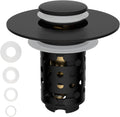 Universal Bathroom Sink Stopper Hair Catcher Upgraded with 2-Layer Detachable Filter Basket, 4 in 1 Pop Up Drain Strainer, Anti-Clog, Odor-Block, Universal Fit for 1.1''~2.36'' Sinks, Matteblack