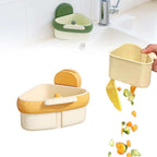 Corner Sink Strainer, 2025 New Upgraded Suction Cup Press Sink Drainer Basket, Automatic Dumping Suction Cup Corner Sinks, Triangle Plastic Sinks Food Catcher Kitchen Faucet Sponge Storage Rack
