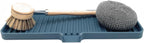 Happitasa Silicone Soap Dish Tray and Sponge Holder with Drain Chute | Bathroom and Kitchen Sink Organizer Caddy (Smoky Blue, 12"x4", 7.4 Ounces)