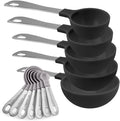 COOK WITH COLOR Measuring Cups Set and Measuring Spoon Set, Stainless Steel Handles, Nesting Kitchen Measuring Set, Liquid Measuring Cup Set, 12 PC Stainless Steel, Black and White Collection