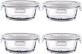 4Pack Round Glass Food Storage Containers With Lids, 1.5 Cup Round Meal Prep Bowls With Lids BPA-Free, Small Glass Food Containers for Soup Leftover, Microwave, Dishwasher, Freezer Safe