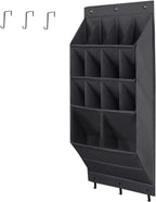 Over the Door Shoe Organizer, 14 Pockets Hanging Shoe Storage Rack with Large Deep Pockets, Oxford 600D Fabric Grey Shoe Storage Rack with 6 hook for Shoes, Slipper,Home Accessories etc