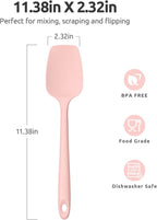 Heat Resistant Silicone Spoon Spatula: U-Taste 600ºF High Heat Flexible 11.38in Silicon Mixing Stirring Cooking Scraping Baking Bowl Scraper, Seamless for Kitchen Nonstick Cookware (‌Pink‌)
