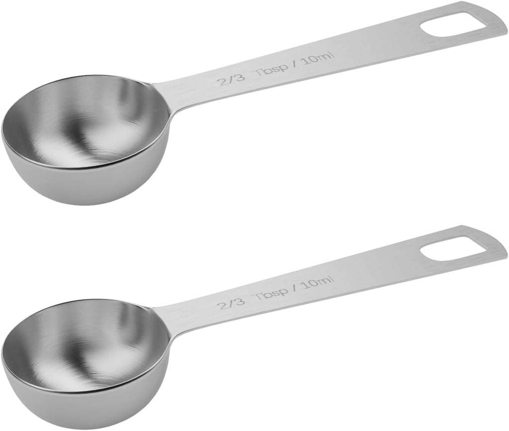 2PCS 2/3tbsp (2tsp, 10ml, 1/3oz) Single Measuring Spoon, Stainless Steel Individual Teaspoons Only