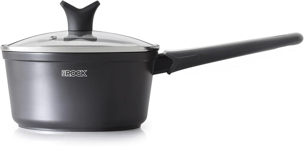 THE ROCK SOHO Nonstick Saucepan with Lid, 2 Quarts Small Pot with PPG Quantum2 Coating – Durable for Urban Kitchens, Nothing Sticks, Never Warps, Lasts Longer, Induction Compatible, PFOA-Free, Black
