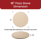 K ROCKSHEAT Pizza Stone Round, 12 Inch Cordierite Pizza Stone for Grill and Oven, 12" Durable Bread Baking Stone, Easy to Clean