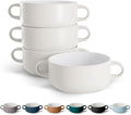 Kook Soup Crocks, Ceramic Bowls, Broil, Oven, Microwave and Dishwasher Safe, with Handles, For Casserole, Pasta, Cereal, 18 oz, Set of 4 (Coconut White)