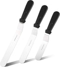 Offset Frosting Cake Knife set of 3 Black 6 8 & 10 Inch Angled Icing Spatula for Decorating