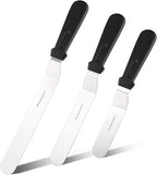 Offset Frosting Cake Knife set of 3 Black 6 8 & 10 Inch Angled Icing Spatula for Decorating