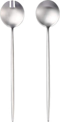 Salad Serving Utensils,Serving Spoons Stainless Steel,2Pcs Long Handle Salad Servers 11.42 Inch,Salad Utensils for Serving,Matte Finish,Dishwasher Safe