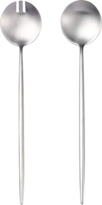 Salad Serving Utensils,Serving Spoons Stainless Steel,2Pcs Long Handle Salad Servers 11.42 Inch,Salad Utensils for Serving,Matte Finish,Dishwasher Safe