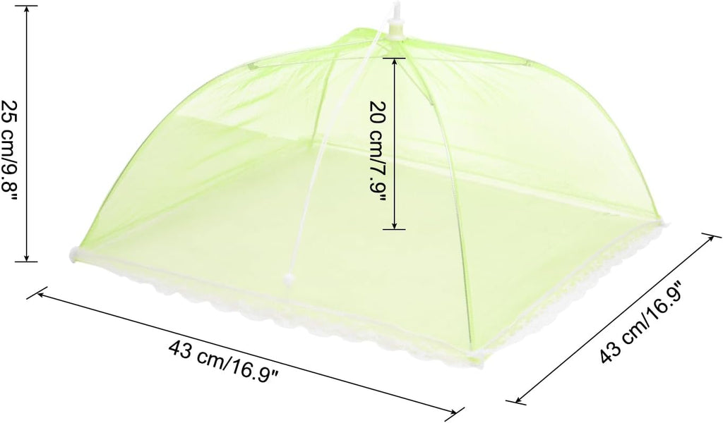 uxcell 3 Pcs Large and Tall Food Covers 17" Mesh Food Covers for Outdoors Collapsible Food Protector Covers Tent for Parties Outdoor Picnics BBQs, Green
