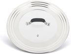 Universal Pans Pots Lid Cover Fit All 8.25 Inch to 12 Inch Pots/Pans/Woks Stainless Steel and Glass Lid with Heat Resistant Knob, Black