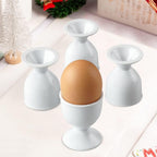 Cinf Ceramic Egg Cup Gift Set of 4 Porcelain Holder Breakfast Boiled Cooking Easy to Clean Childhood Memories Kitchen