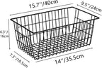 Slideep Farmhouse Metal Wire Basket, Fridge Freezer Storage Organizer Bins with Handles for Kitchen Cabinets, Pantry, Closets, Bedrooms, Bathrooms, Black 3 Pack