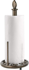 JOGREFUL Paper Towel Holder Stand, Cast Iron Kitchen Paper Towel Countertop Vintage Stand with Weighted-Base, Bathroom Organization for Family Standard Large Size Roll Paper, Leaf Top, Coffee Gold