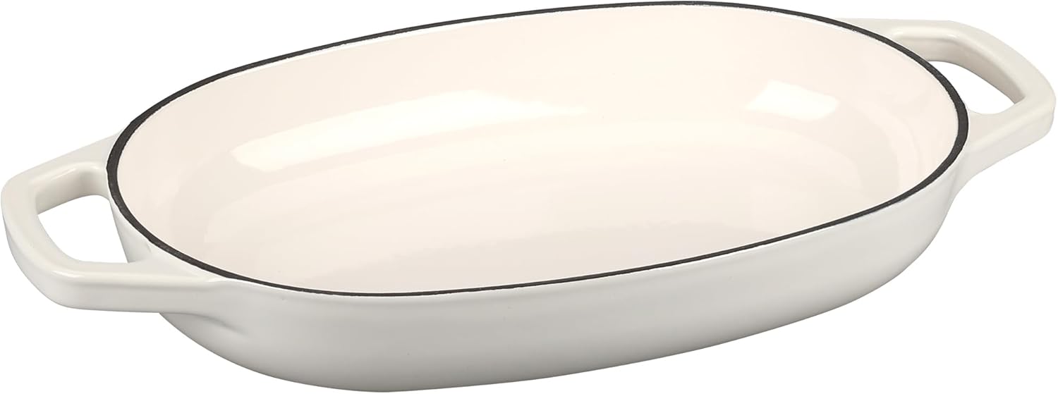 Enameled Cast Iron Dutch Oven Pot with Lid, Oval Dutch Oven for Bread Baking, Bread Oven for Homemade Sourdough Bread Baking, 5qt, White