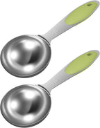 2PCS 1 Tbsp(3tsp, 1/2oz, 15ml) Single Measuring Spoon with Green Silicone Grip, Stainless Steel Individual Measure Scoop Only