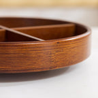 Bamboo Lazy Susan Organizer, 12'' Turntable Bamboo Tray with Removable Dividers, Rotating Spice Rack, Large Lazy Susan Turntable Organizer for Cabinet, Kitchen, Bathroom, Table